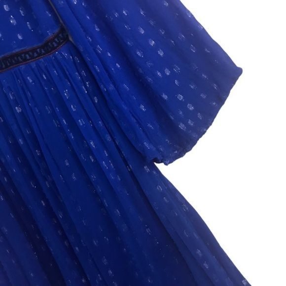 Free People Blue Embroidered Festival Bodice Chiffon Boho Midi Dress Women’s (M) - Picture 6 of 7
